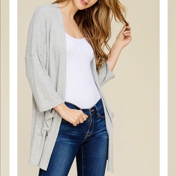 Blush Waffle Knit Cardigan with pockets - Picture 4 of 8